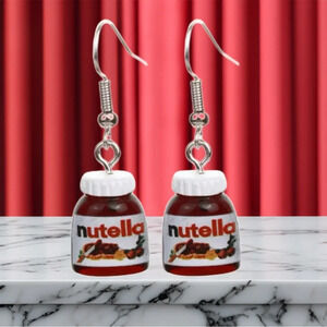 Hazelnut Spread Jar Resin Pendant Dangle Earrings NEW